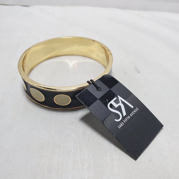 Saks Fifth Ave Black/Taupe enamel bangle bracelet - Picture 3 of 3